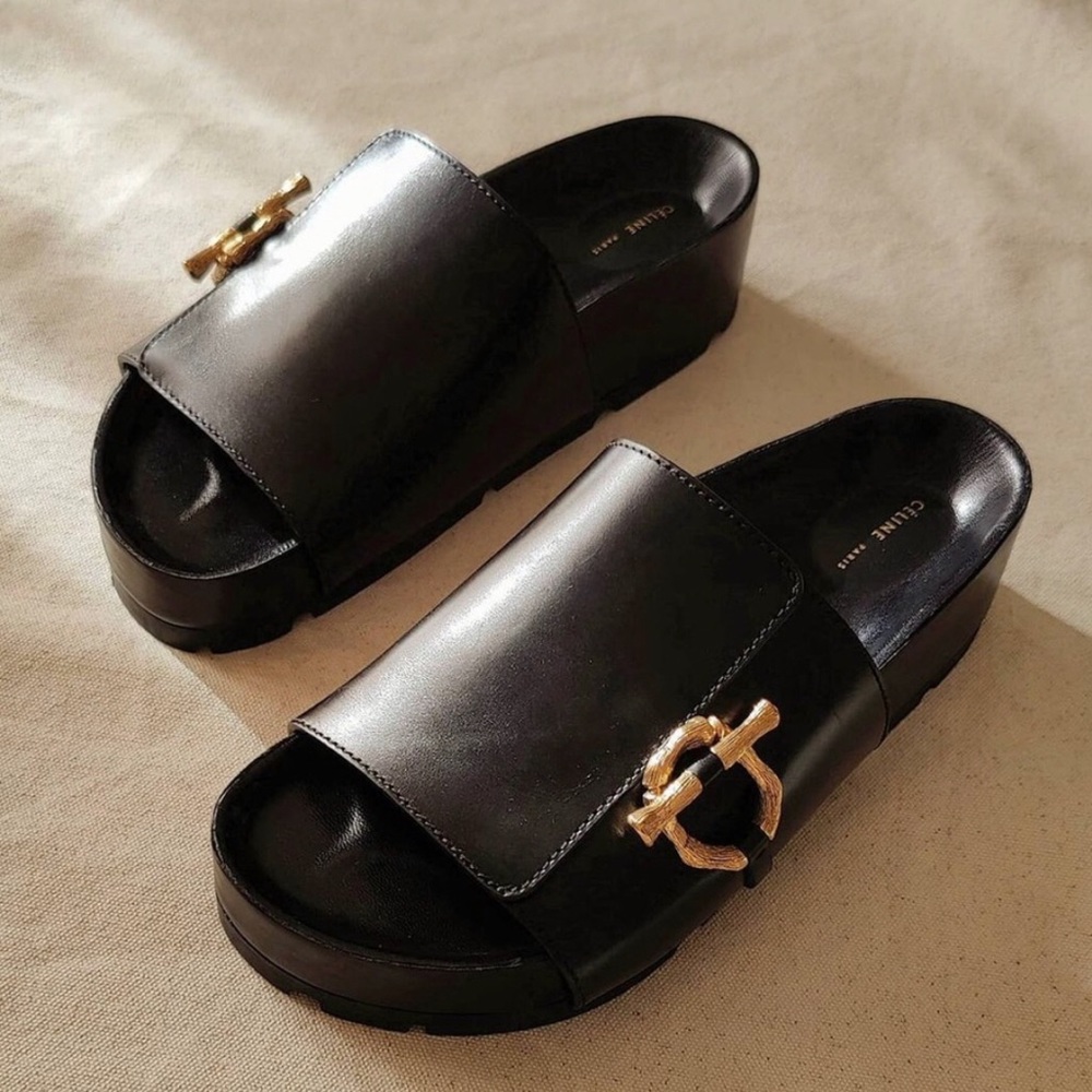 Old Celine Bamboo buckle slides.